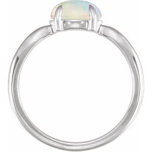 Sterling Silver Lab-Grown White Opal Cabochon Ring – image 2