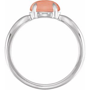 Sterling Silver Natural Pink Coral Cabochon Ring – image 2