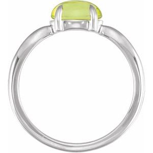 14K White Gold Natural Peridot Cabochon Ring – image 2