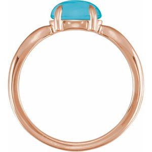 14K Rose Gold Natural Turquoise Cabochon Ring – image 2