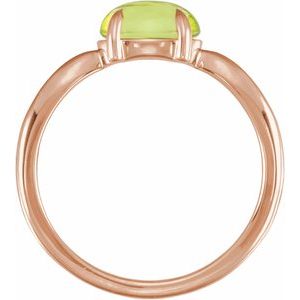 14K Rose Gold Natural Peridot Cabochon Ring – image 2