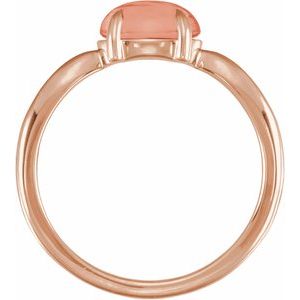 14K Rose Gold Natural Pink Coral Cabochon Ring – image 2