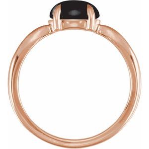 14K Rose Gold Natural Black Onyx Cabochon Ring – image 2
