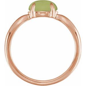 14K Rose Gold Natural Nephrite Jade Cabochon Ring – image 2