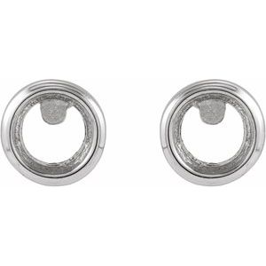 14K White Gold 3 mm Round Bezel-Set Youth Earring Mounting – image 2