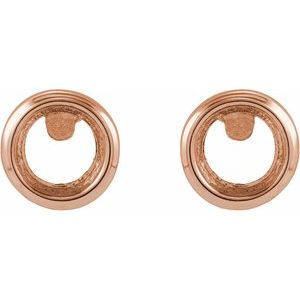 14K Rose Gold 3 mm Round Youth Earring Mounting – image 2