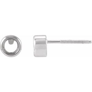 10K White Gold 3 mm Round Youth Earring Mounting