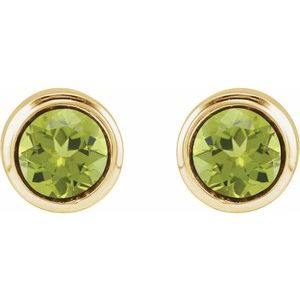 14K Yellow Gold Natural Peridot Bezel-Set Youth Earrings – image 2