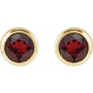 14K Yellow Gold Natural Mozambique Garnet Bezel-Set Youth Earrings – image 2