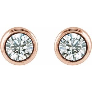 14K Rose Gold Natural Diamond Bezel-Set Youth Earrings – image 2