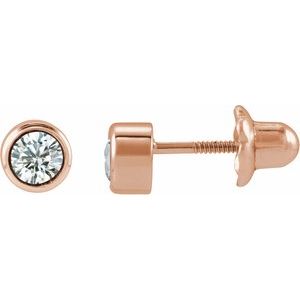 14K Rose Gold Natural Diamond Bezel-Set Youth Earrings