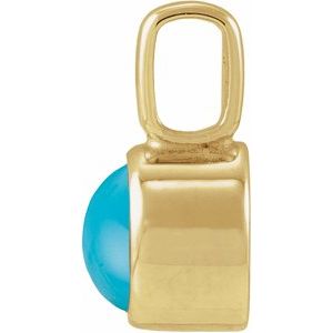 14K Yellow Gold Natural Turquoise Cabochon Pendant – image 2