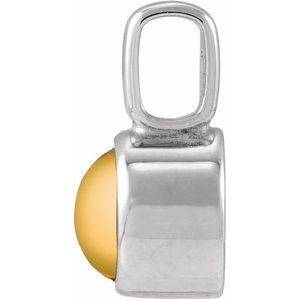 14K White Gold Natural Citrine Cabochon Pendant – image 2