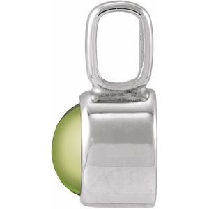 14K White Gold Natural Peridot Cabochon Pendant – image 2