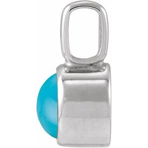 14K White Gold Natural Turquoise Cabochon Pendant – image 2