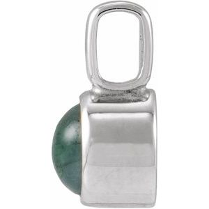 Sterling Silver Natural Moss Agate Cabochon Pendant – image 2