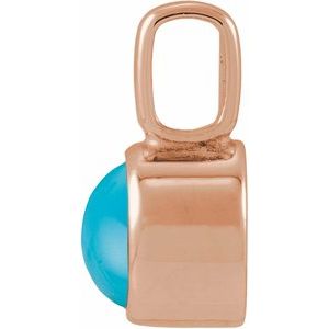 14K Rose Gold Natural Turquoise Cabochon Pendant – image 2