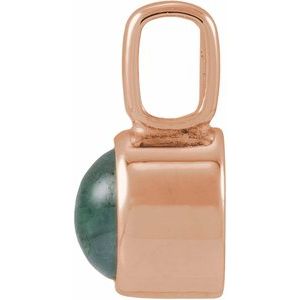 14K Rose Gold Natural Moss Agate Cabochon Pendant – image 2