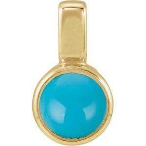 14K Yellow Gold Natural Turquoise Cabochon Pendant