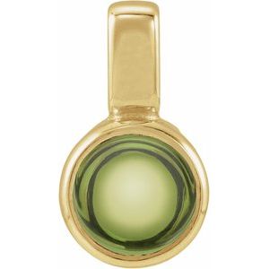 14K Yellow Gold Natural Peridot Cabochon Pendant