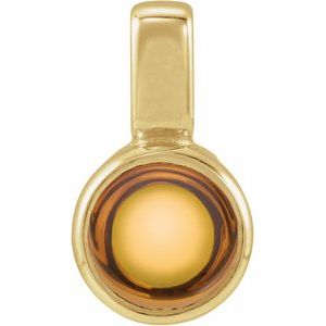 14K Yellow Gold Natural Citrine Cabochon Pendant