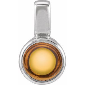 14K White Gold Natural Citrine Cabochon Pendant