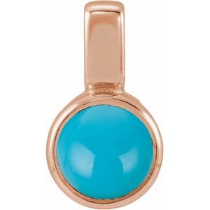 14K Rose Gold Natural Turquoise Cabochon Pendant