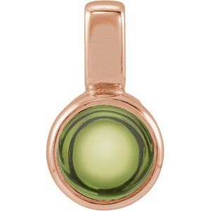 14K Rose Gold Natural Peridot Cabochon Pendant