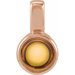 14K Rose Gold Natural Citrine Cabochon Pendant