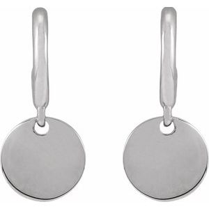 10K White Gold Engravable Disc Hoop Earrings – image 2