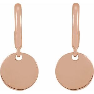 14K Rose Gold Engravable Disc Hoop Earrings – image 2