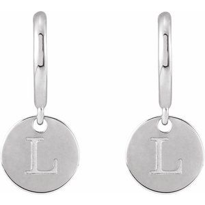 14K White Gold Engravable Disc Hoop Earrings – image 4