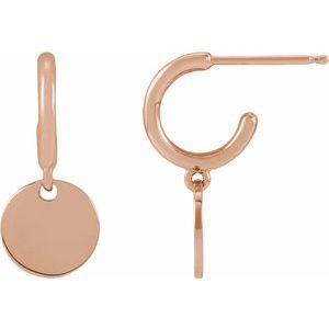 14K Rose Gold Engravable Disc Hoop Earring