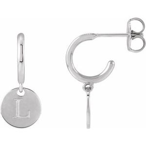 10K White Gold Engravable Disc Hoop Earrings – image 3