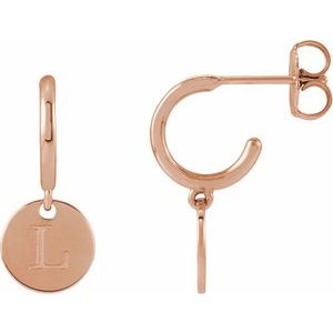 14K Rose Gold Engravable Disc Hoop Earrings – image 3