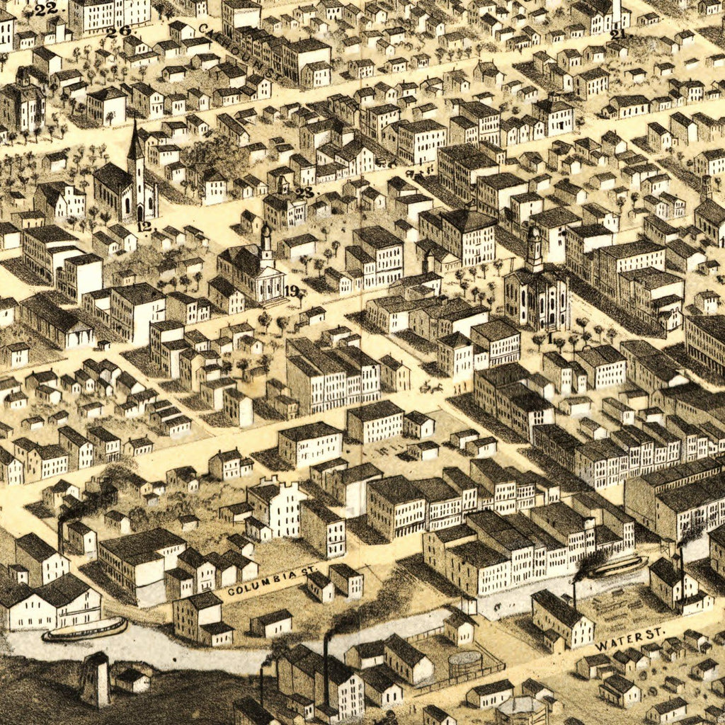 Vintage Map of Fort Wayne, Indiana 1868
