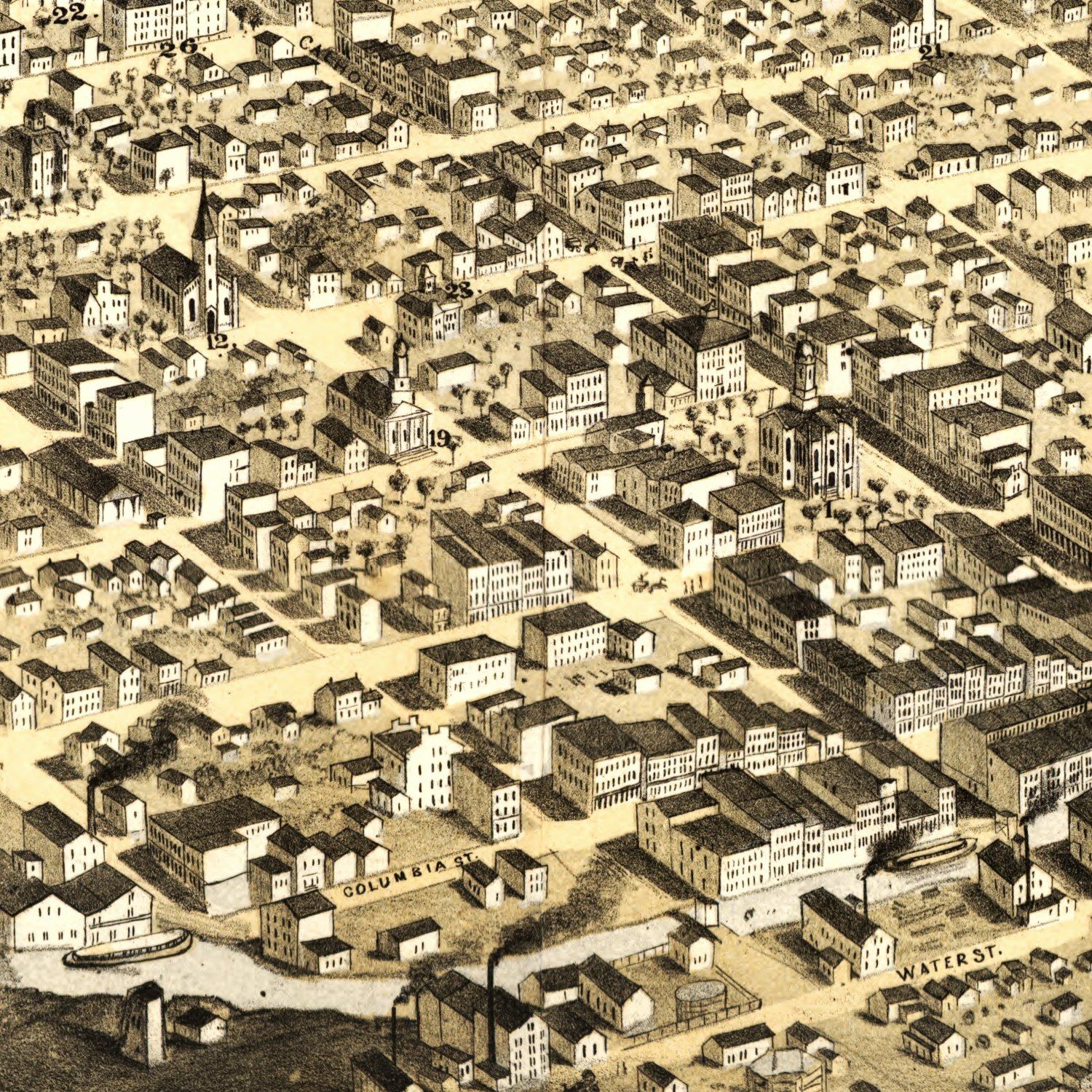 Vintage Map of Fort Wayne, Indiana 1868