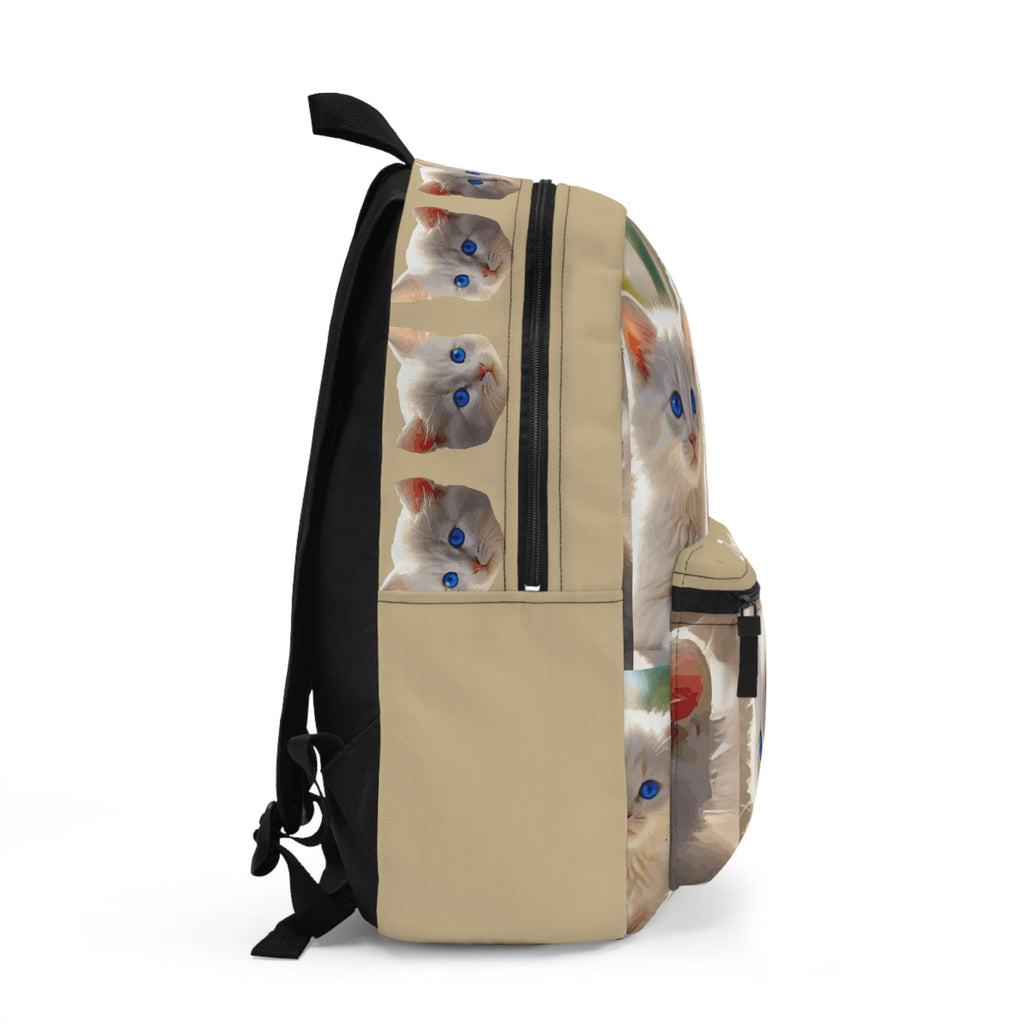 Cute Cat Print Backpack, Personalized School Bag, Gift for Cat Lovers, Travel Accessories, Pet-Themed Bag