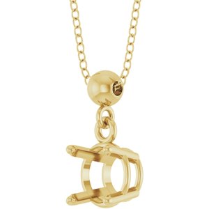 14K Yellow Gold 5.5 mm Round Solitaire 16-18" Necklace Mounting – image 4