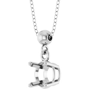 Sterling Silver 5.5 mm Round Solitaire 16-18" Necklace Mounting – image 4