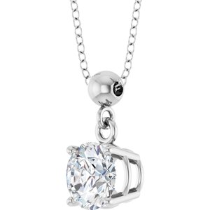 Sterling Silver 5/8 CT Round Lab-Grown Diamond 16-18" Necklace – image 2