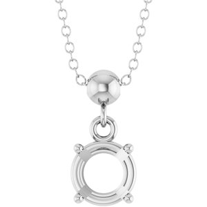 Sterling Silver 5.5 mm Round Solitaire 16-18" Necklace Mounting – image 2