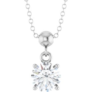 Sterling Silver 5.5 mm Round Solitaire 16-18" Necklace Mounting