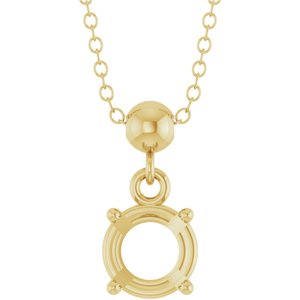 14K Yellow Gold 5.5 mm Round Solitaire 16-18" Necklace Mounting – image 2