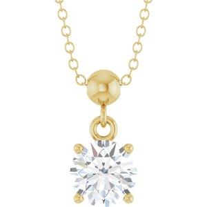 14K Yellow Gold 5.5 mm Round Solitaire 16-18" Necklace Mounting