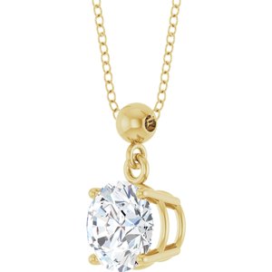 14K Yellow Gold 6.5 mm Round Solitaire 16-18" Necklace Mounting – image 3