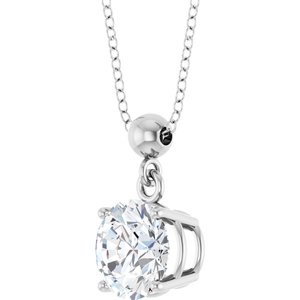 Sterling Silver 1 CT  Round Lab-Grown Diamond 16-18" Necklace – image 2