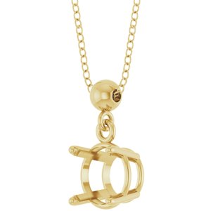 14K Yellow Gold 6.5 mm Round Solitaire 16-18" Necklace Mounting – image 4