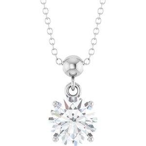 Sterling Silver 1 CT  Round Lab-Grown Diamond 16-18" Necklace