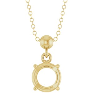 14K Yellow Gold 6.5 mm Round Solitaire 16-18" Necklace Mounting – image 2